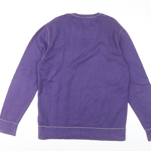 Marks and Spencer Men’s Purple Cotton Henley Jumper Size L