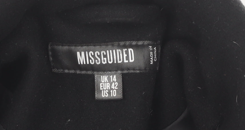 Missguided Womens Black Blazer UK 14 Regular Fit Polyester
