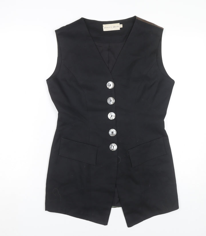 Charlotte Halton Womens Black Sleeveless Tunic Blouse Size 12 Workwear