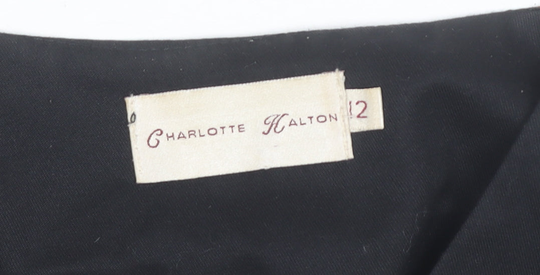 Charlotte Halton Womens Black Sleeveless Tunic Blouse Size 12 Workwear