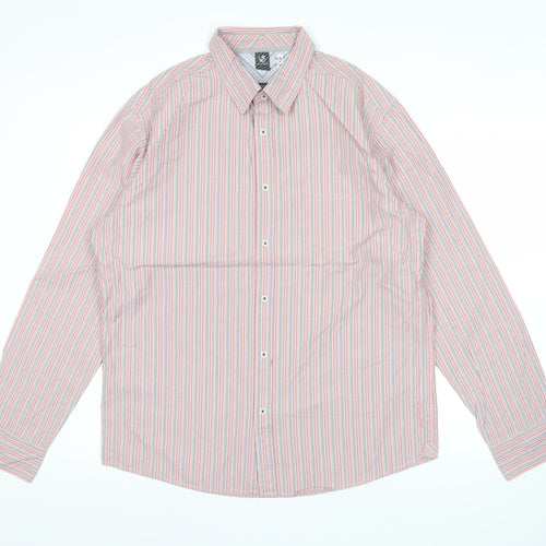 White Stuff Men’s Pink Striped Cotton Long Sleeve Button-Up Shirt M