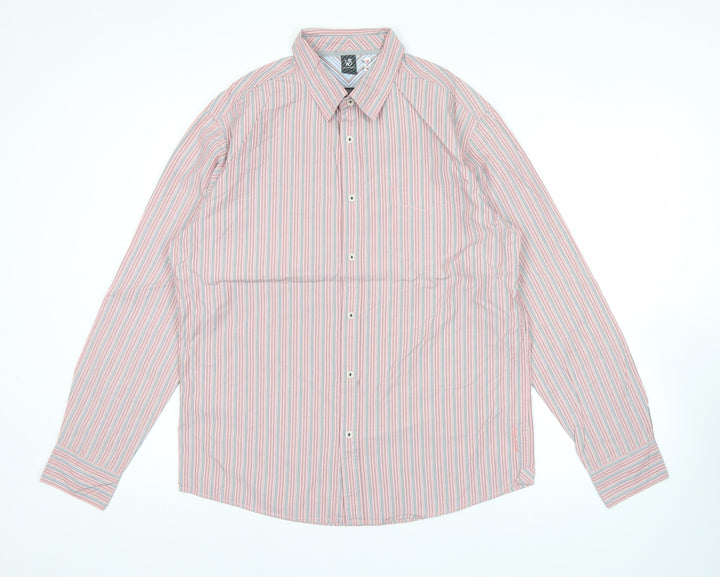 White Stuff Men’s Pink Striped Cotton Long Sleeve Button-Up Shirt M