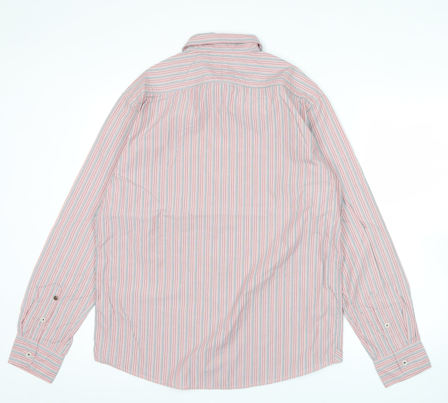 White Stuff Men’s Pink Striped Cotton Long Sleeve Button-Up Shirt M