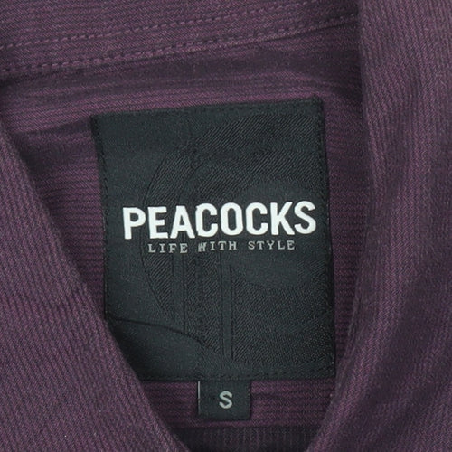 Peacocks Mens Purple Long Sleeve Button-Up Shirt Size S