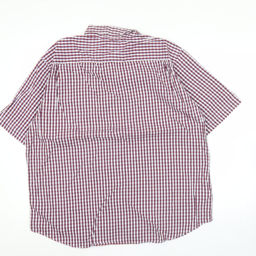 Marks and Spencer Men's XL Red Check Short Sleeve Button-Up Shirt
