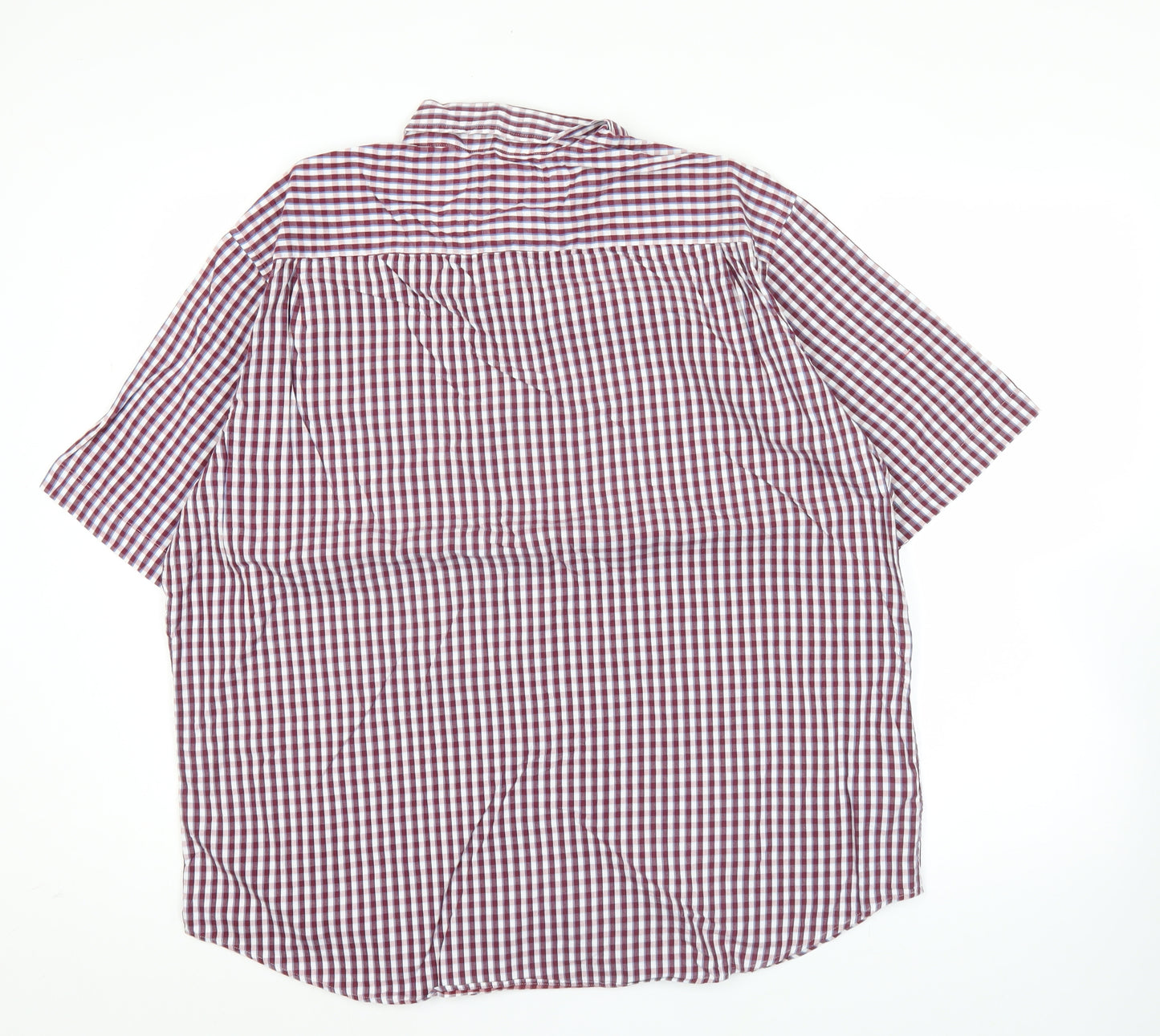 Marks and Spencer Men's XL Red Check Short Sleeve Button-Up Shirt
