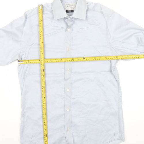 T.M. Lewin Mens Blue Slim Fit Striped Cotton Long Sleeve Shirt 15