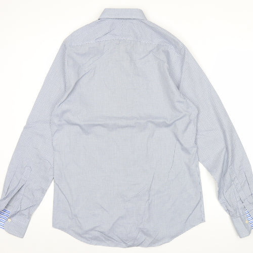Charles Tyrwhitt Men's Blue Slim Fit Long Sleeve Check Shirt Size 15