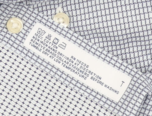Charles Tyrwhitt Men's Blue Slim Fit Long Sleeve Check Shirt Size 15
