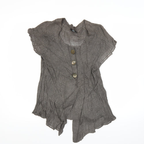 Marks & Spencer Womens Brown Cardigan UK 12 Linen Blend V-Neck
