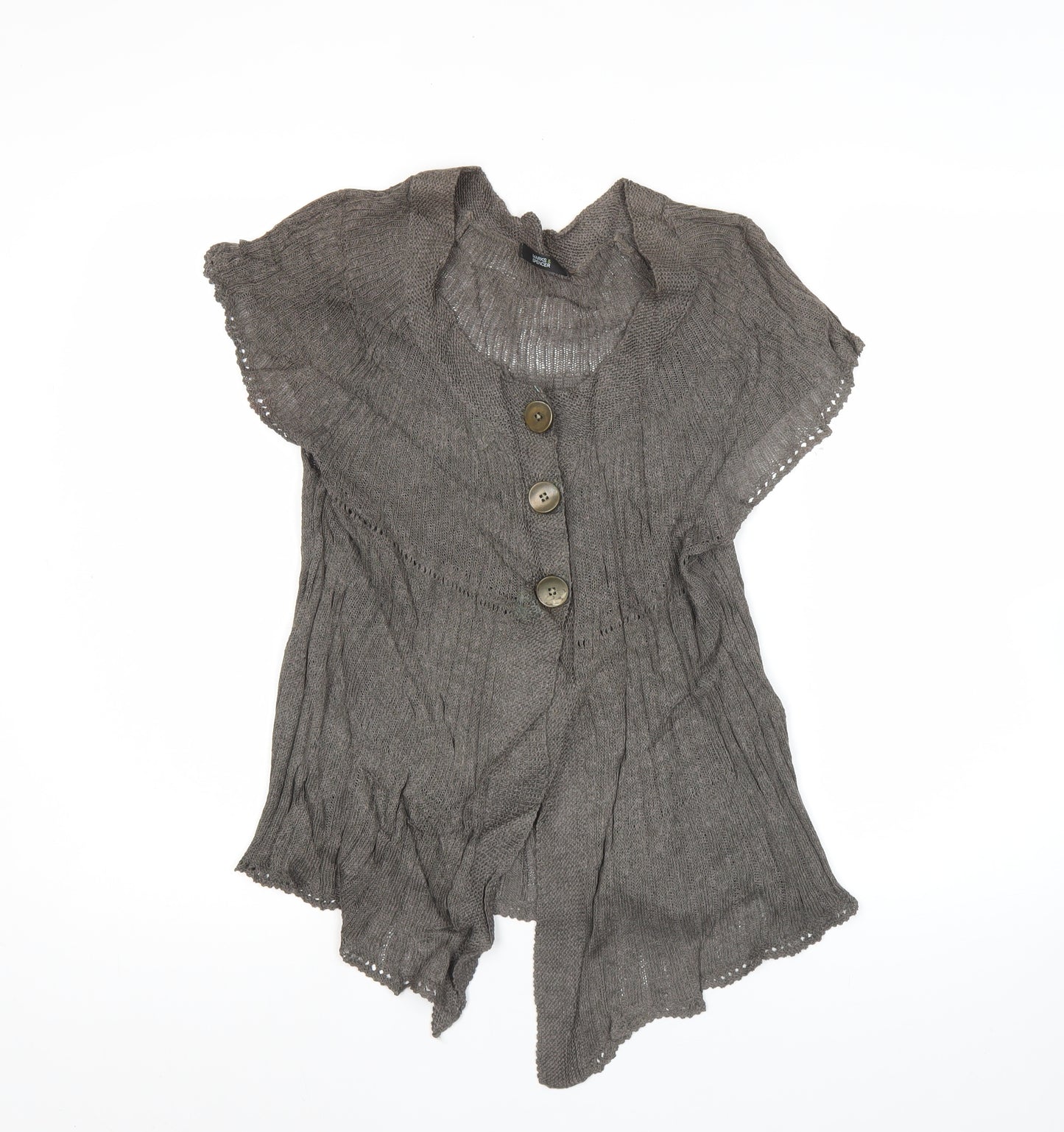 Marks & Spencer Womens Brown Cardigan UK 12 Linen Blend V-Neck