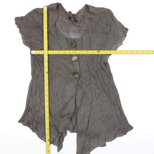 Marks & Spencer Womens Brown Cardigan UK 12 Linen Blend V-Neck