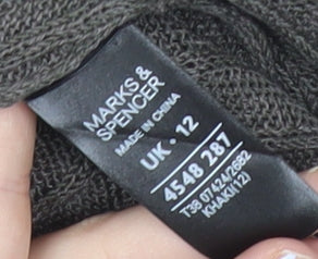 Marks & Spencer Womens Brown Cardigan UK 12 Linen Blend V-Neck