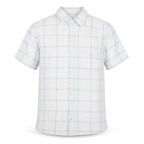 Ben Smith Men’s White Linen Cotton Short Sleeve Check Shirt M