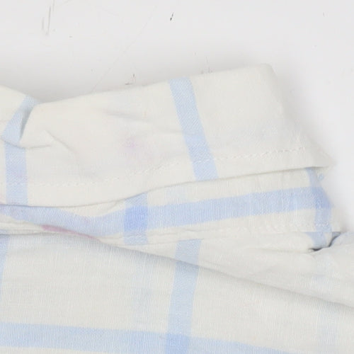 Ben Smith Men’s White Linen Cotton Short Sleeve Check Shirt M