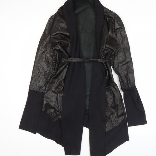 Ancient Rhino Womens Black Faux Leather Jacket Coatigan XL
