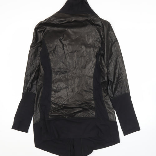 Ancient Rhino Womens Black Faux Leather Jacket Coatigan XL