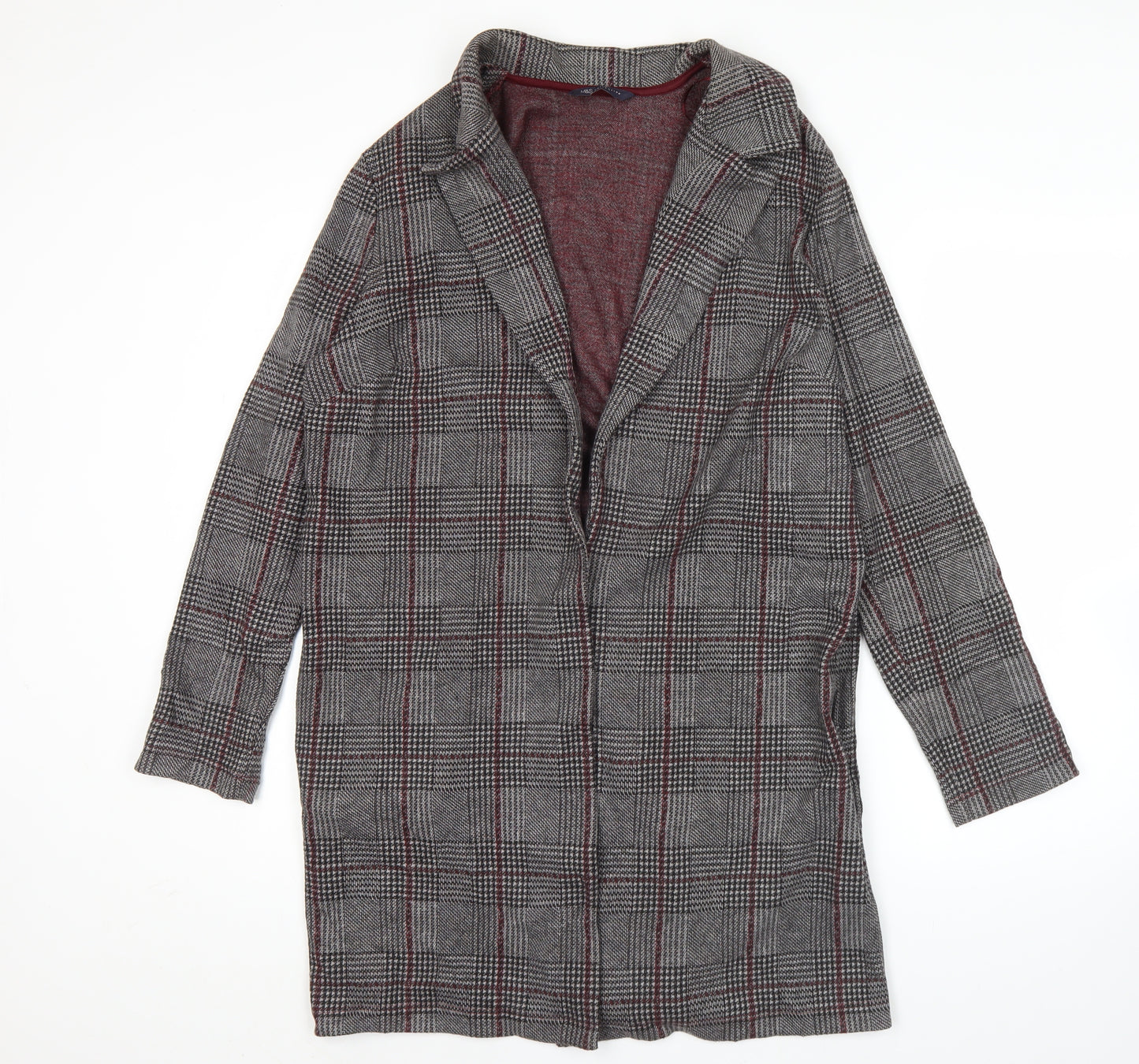 Marks and Spencer Women’s Grey Check Coatigan UK 12 Long Sleeve