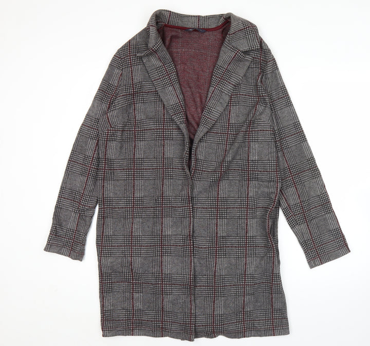 Marks and Spencer Women’s Grey Check Coatigan UK 12 Long Sleeve