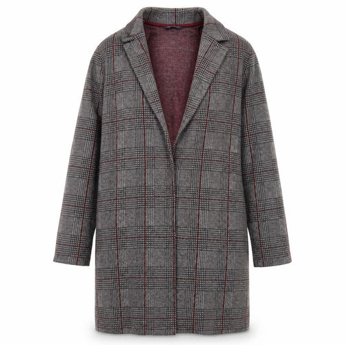 Marks and Spencer Women’s Grey Check Coatigan UK 12 Long Sleeve