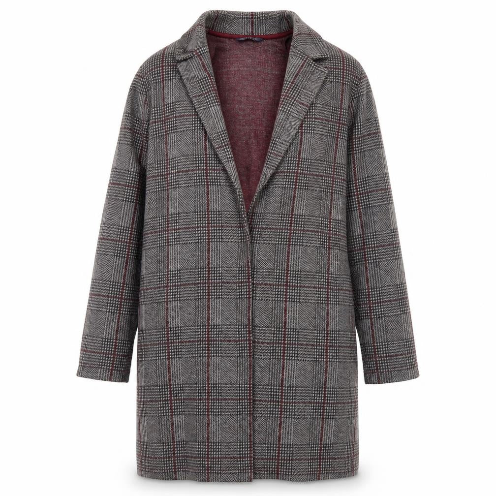 Marks and Spencer Women’s Grey Check Coatigan UK 12 Long Sleeve