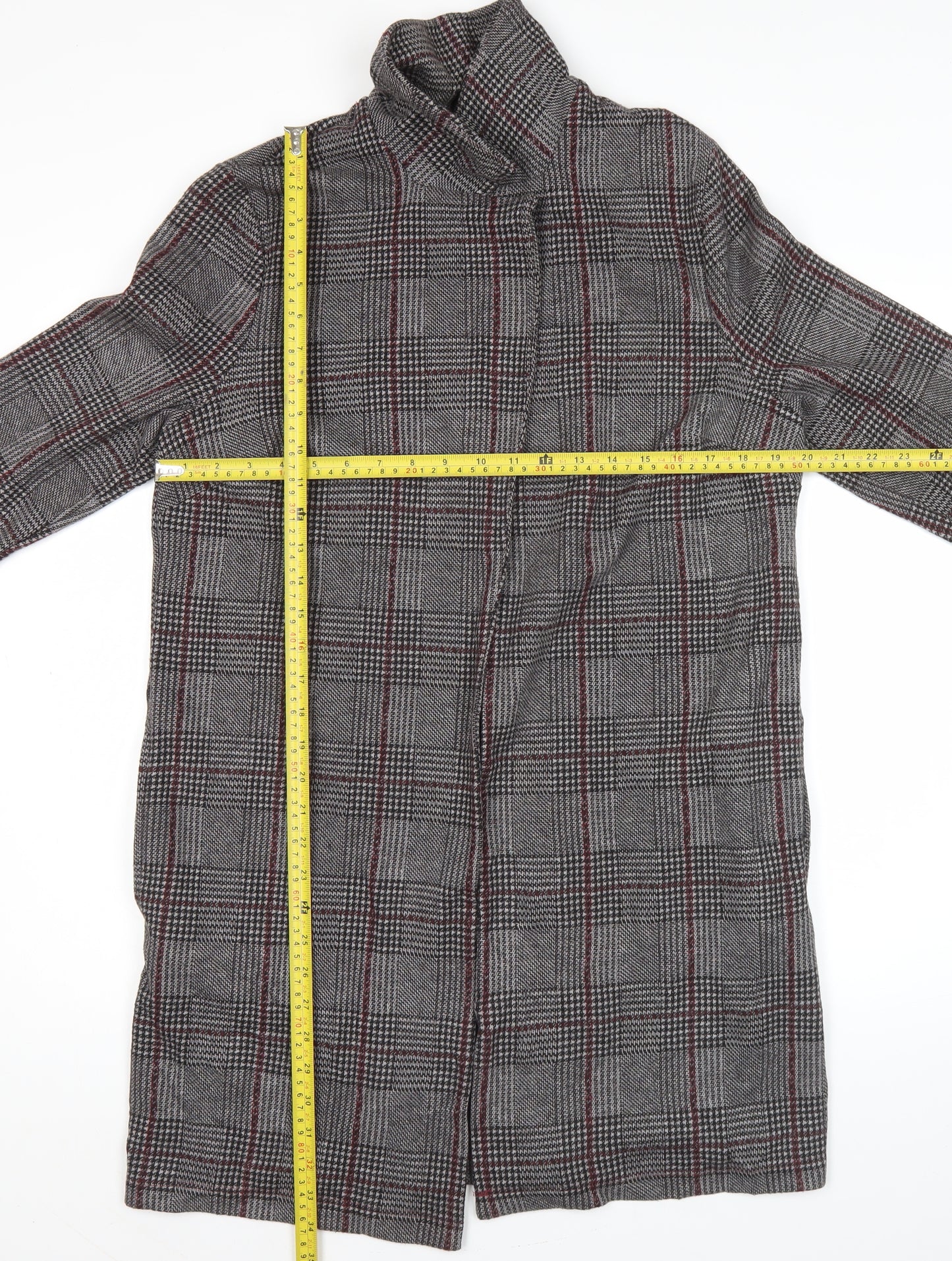 Marks and Spencer Women’s Grey Check Coatigan UK 12 Long Sleeve