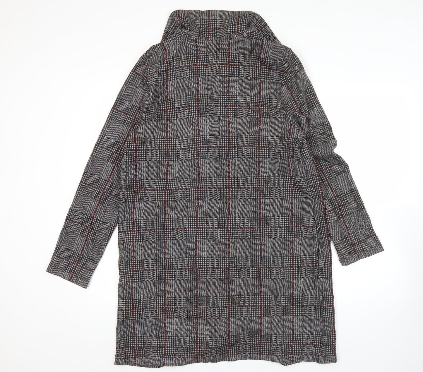 Marks and Spencer Women’s Grey Check Coatigan UK 12 Long Sleeve