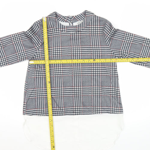 Dorothy Perkins Womens Grey Check Tunic Blouse Size 6 Workwear