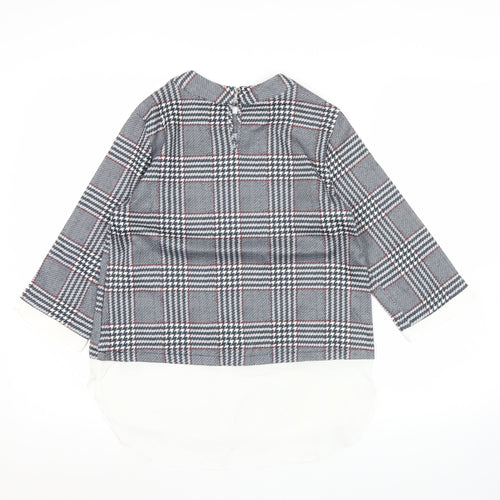 Dorothy Perkins Womens Grey Check Tunic Blouse Size 6 Workwear