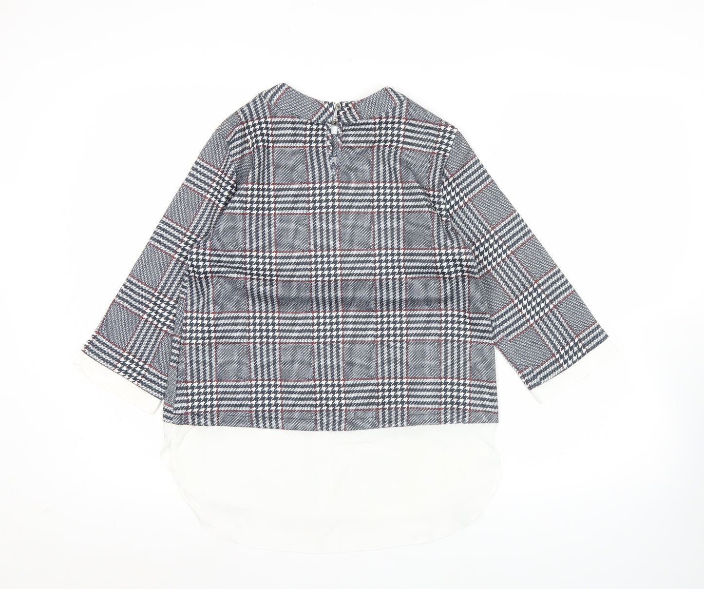 Dorothy Perkins Womens Grey Check Tunic Blouse Size 6 Workwear