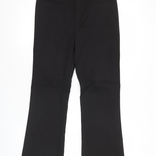Zara Women Black M Straight Leg Business Trousers Cotton Blend
