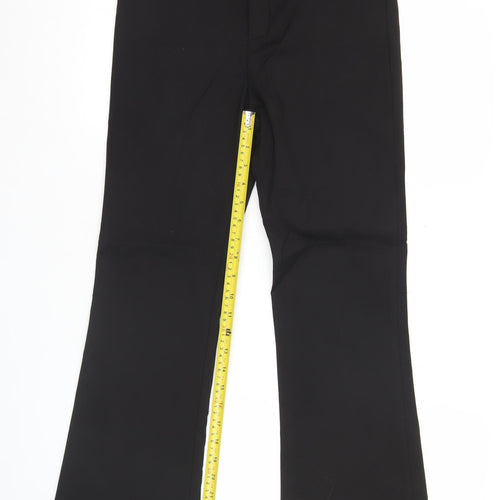 Zara Women Black M Straight Leg Business Trousers Cotton Blend