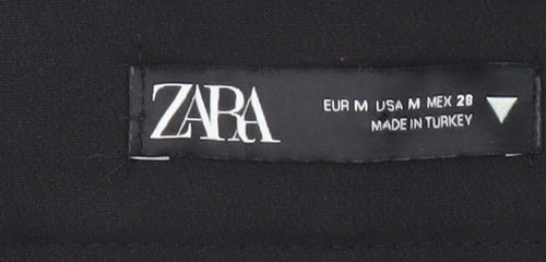 Zara Women Black M Straight Leg Business Trousers Cotton Blend