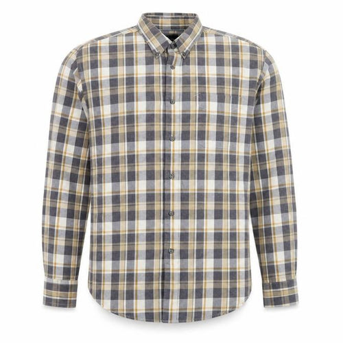 Marks and Spencer Men’s Grey Plaid XL Flannel Cotton Button-Up Shirt