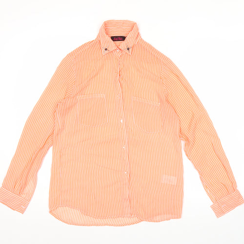 Motel Rocks Women Orange Striped Sheer Button-Up Shirt Size S