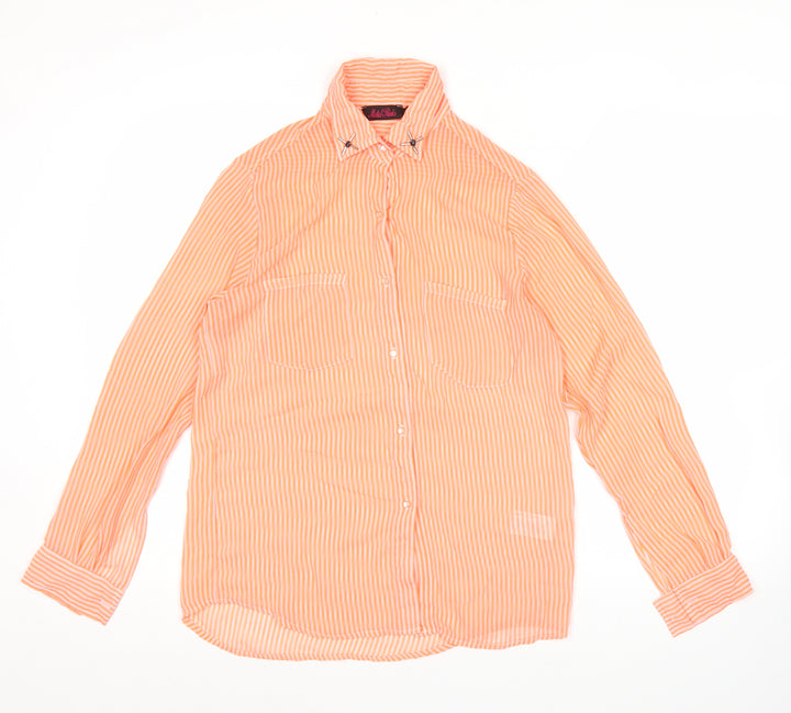 Motel Rocks Women Orange Striped Sheer Button-Up Shirt Size S