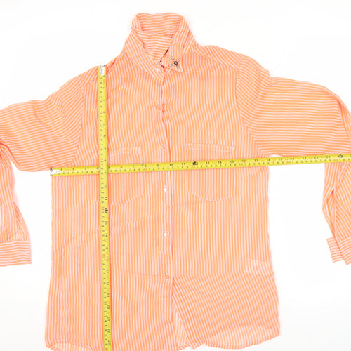Motel Rocks Women Orange Striped Sheer Button-Up Shirt Size S