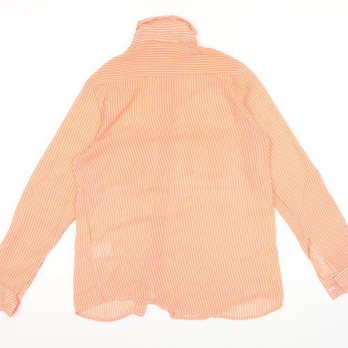 Motel Rocks Women Orange Striped Sheer Button-Up Shirt Size S