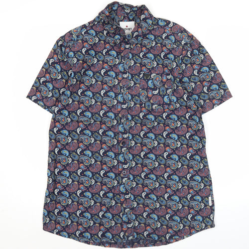 Soviet Men's Multicoloured Paisley Cotton Short Sleeve Shirt L