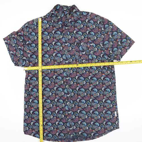 Soviet Men's Multicoloured Paisley Cotton Short Sleeve Shirt L