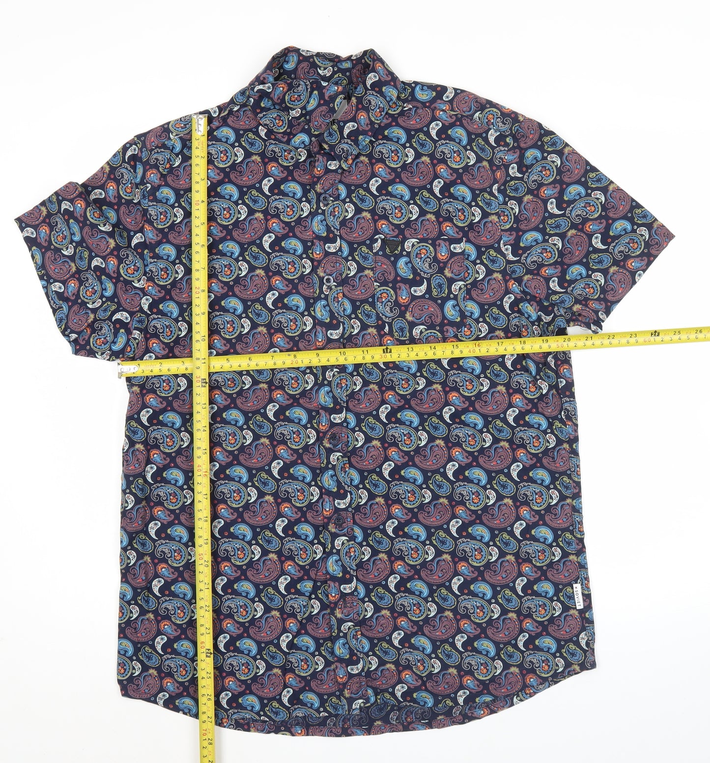 Soviet Men's Multicoloured Paisley Cotton Short Sleeve Shirt L