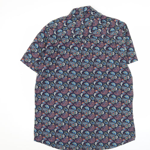 Soviet Men's Multicoloured Paisley Cotton Short Sleeve Shirt L