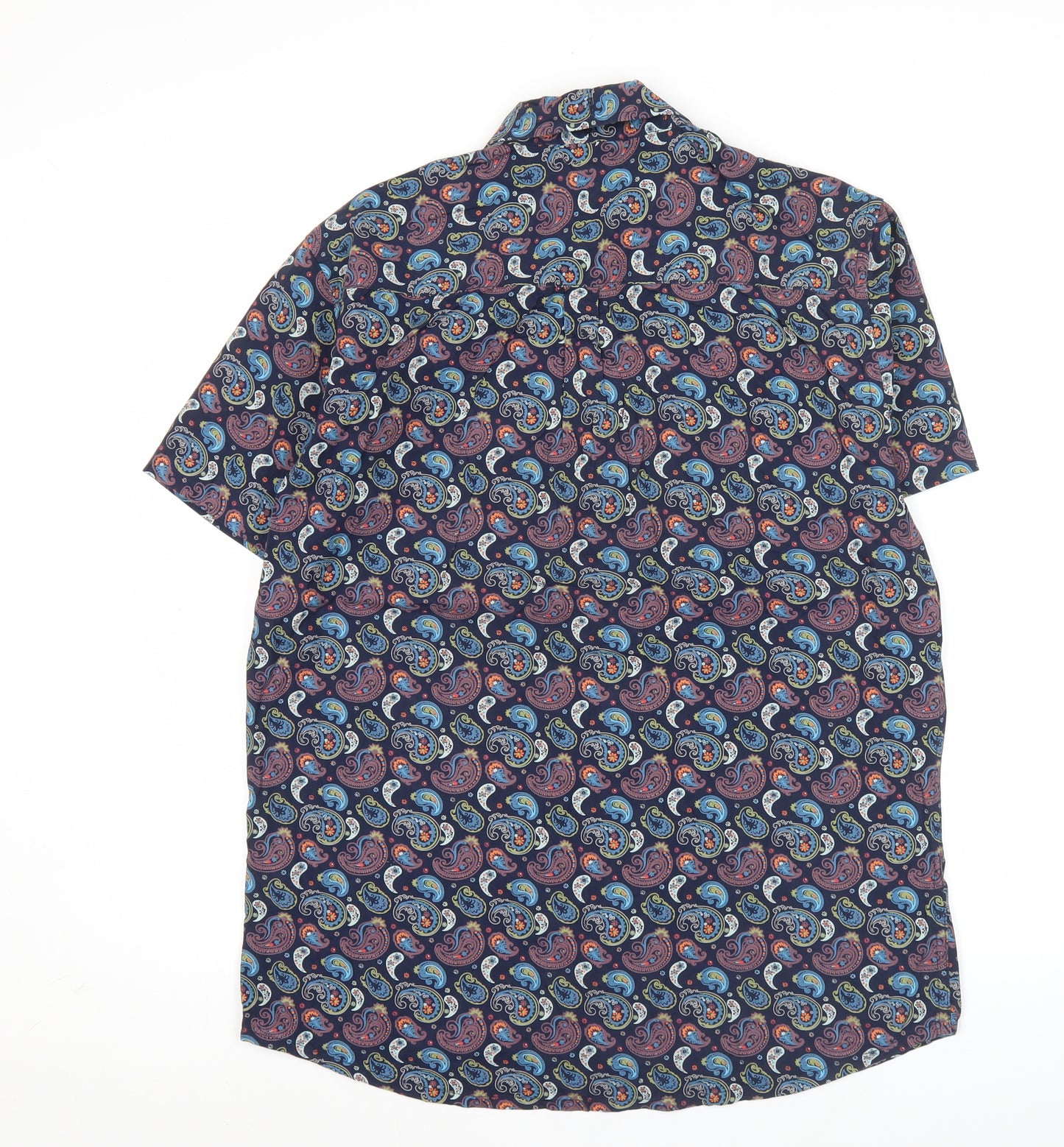 Soviet Men's Multicoloured Paisley Cotton Short Sleeve Shirt L