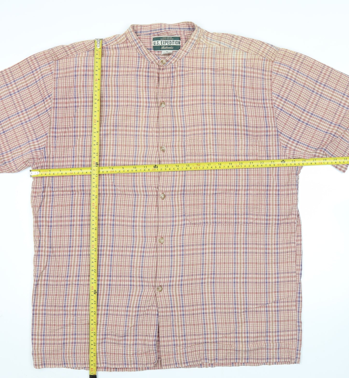 U.S. Expedition Men’s Multicoloured XL Checked Cotton Short Sleeve Shirt
