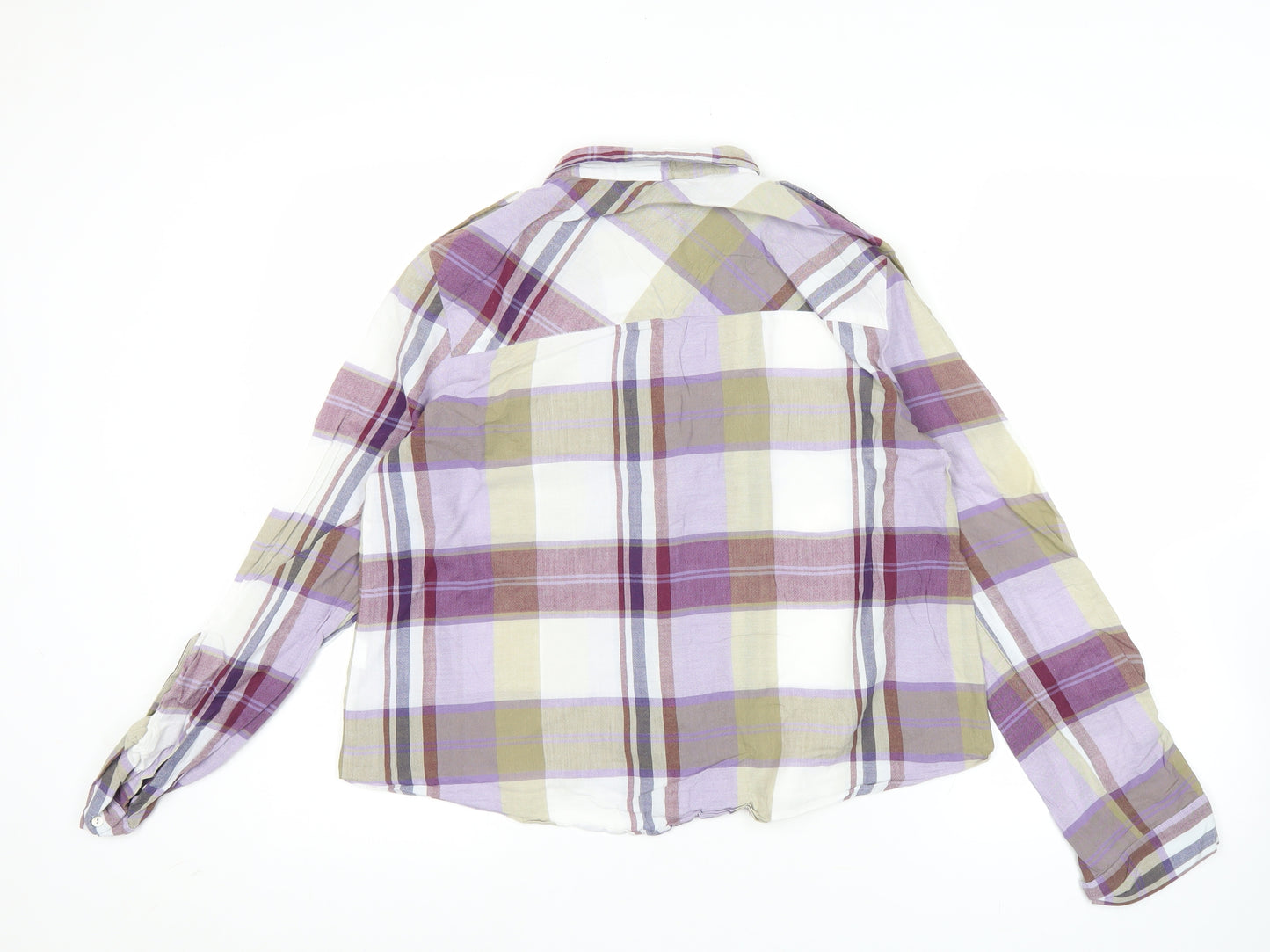 Zara Women Multicoloured Check Button-Up Shirt Size L Long Sleeve