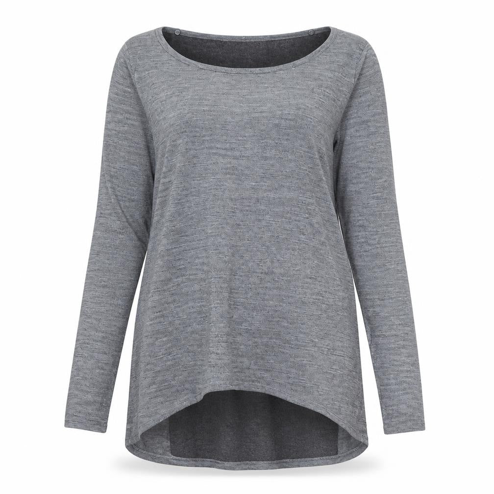 Front view of Phase Eight Women Grey, size 8, Shift Hi-Low Knit Dress