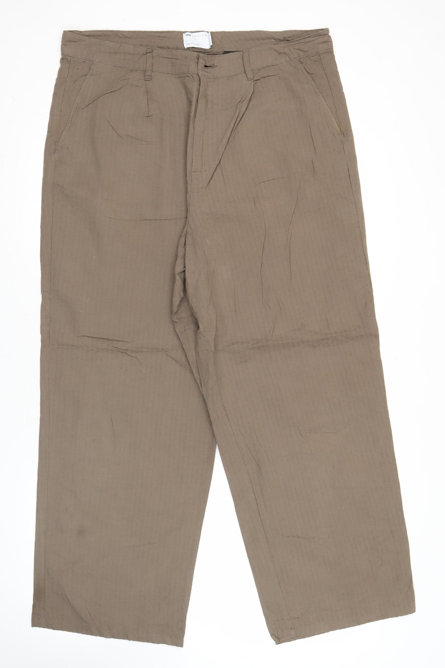ASOS Women’s Brown Chino Trousers Size 16 Regular Cotton Straight