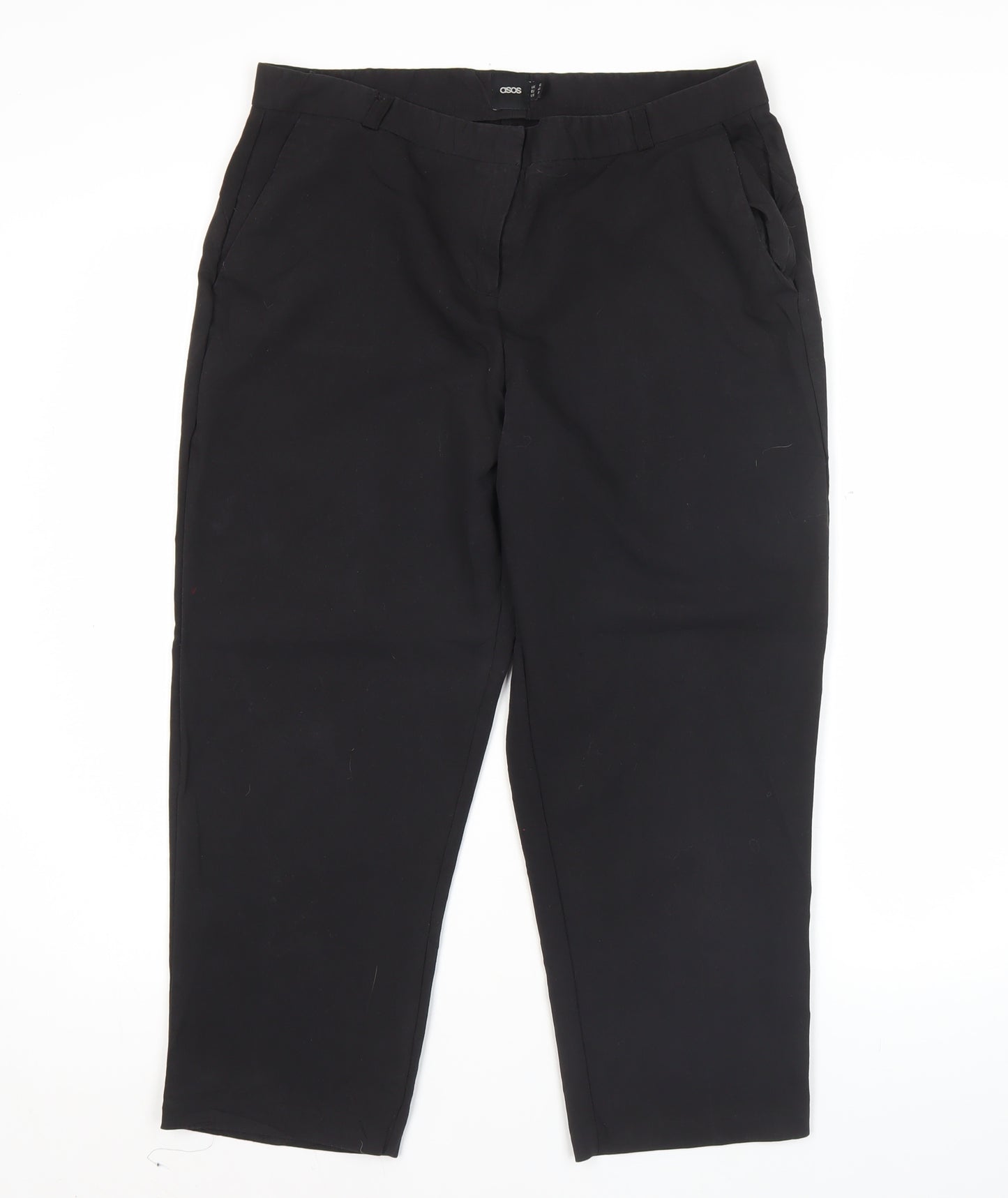 ASOS Womens Black Chino Trousers Size 12 Regular Fit Workwear