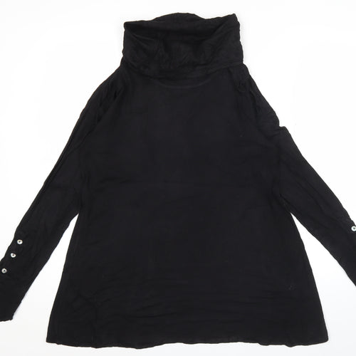 EDIT by Jeanne Beker Womens Black Roll Neck Tunic Blouse Size S