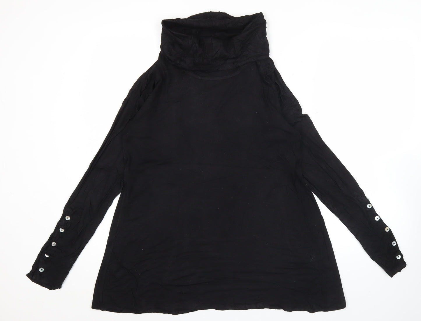 EDIT by Jeanne Beker Womens Black Roll Neck Tunic Blouse Size S